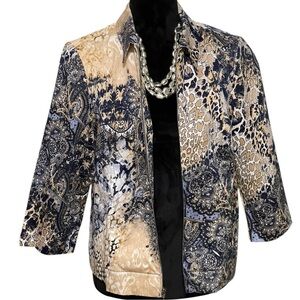 CHICOS MULTI PRINT ZIP LIGHTWEIGHT JACKET SZ SM